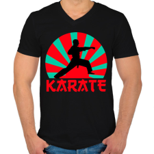 PRINTFASHION KARATE - Férfi V-nyakú póló - Fekete férfi póló