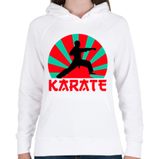 PRINTFASHION KARATE - Női kapucnis pulóver - Fehér női pulóver, kardigán