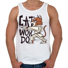 PRINTFASHION Karatés Cica - cat won do - Férfi atléta - Fehér atléta, trikó