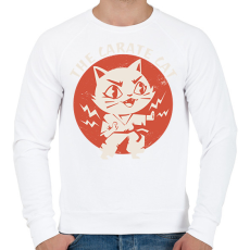 PRINTFASHION Karatés cica - Férfi pulóver - Fehér