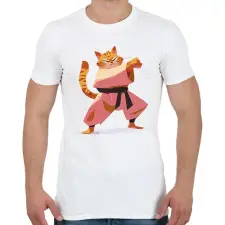 PRINTFASHION Karatés macska - Férfi póló - Fehér férfi póló