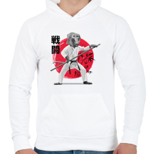 PRINTFASHION Karatés majom - Férfi kapucnis pulóver - Fehér férfi pulóver, kardigán