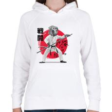 PRINTFASHION Karatés majom - Női kapucnis pulóver - Fehér