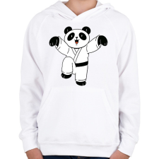 PRINTFASHION Karatés panda - Gyerek kapucnis pulóver - Fehér gyerek pulóver, kardigán