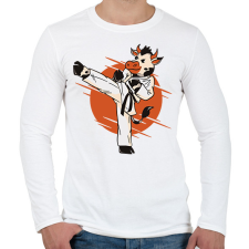 PRINTFASHION Karatés tehén - Férfi hosszú ujjú póló - Fehér férfi póló