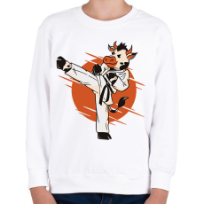PRINTFASHION Karatés tehén - Gyerek pulóver - Fehér