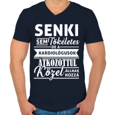 PRINTFASHION kardiologus póló - Férfi V-nyakú póló - Sötétkék