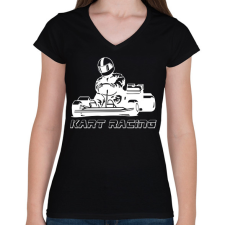 PRINTFASHION Kart racing - Női V-nyakú póló - Fekete női póló