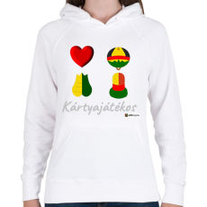 PRINTFASHION Kártya játékos minta #2 - Női kapucnis pulóver - Fehér