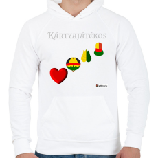 PRINTFASHION Kártya játékos minta #3 - Férfi kapucnis pulóver - Fehér