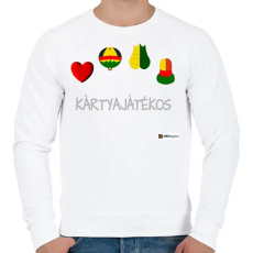 PRINTFASHION Kártya játékos minta - Férfi pulóver - Fehér