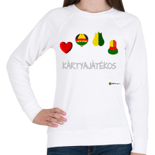 PRINTFASHION Kártya játékos minta - Női pulóver - Fehér női pulóver, kardigán
