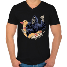 PRINTFASHION Kaszás a strandon - Férfi V-nyakú póló - Fekete férfi póló