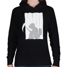 PRINTFASHION Kaszás a wc-n - Női kapucnis pulóver - Fekete női pulóver, kardigán