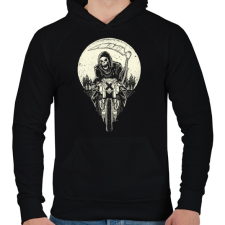 PRINTFASHION Kaszás motoron - Férfi kapucnis pulóver - Fekete férfi pulóver, kardigán