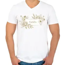 PRINTFASHION Katalin - Férfi V-nyakú póló - Fehér férfi póló