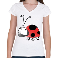 PRINTFASHION katicabogár  - Női V-nyakú póló - Fehér