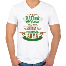 PRINTFASHION Katona anyuka - Férfi V-nyakú póló - Fehér