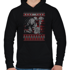 PRINTFASHION Katona karácsony - Férfi kapucnis pulóver - Fekete férfi pulóver, kardigán