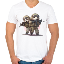 PRINTFASHION Katona lajhárok - Férfi V-nyakú póló - Fehér férfi póló