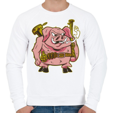 PRINTFASHION Katona malac - Férfi pulóver - Fehér