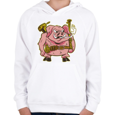 PRINTFASHION Katona malac - Gyerek kapucnis pulóver - Fehér
