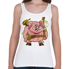 PRINTFASHION Katona malac - Női atléta - Fehér női trikó