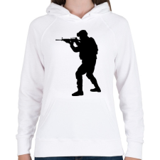 PRINTFASHION Katona - Női kapucnis pulóver - Fehér női pulóver, kardigán