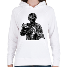 PRINTFASHION katona - Női kapucnis pulóver - Fehér