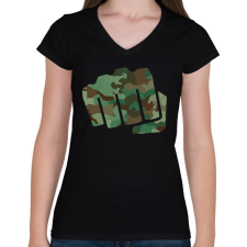 PRINTFASHION Katona öklös - Női V-nyakú póló - Fekete női póló