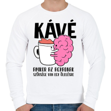 PRINTFASHION Kávé amikor az agyadnak szüksége van egy ölelésre - Férfi pulóver - Fehér férfi pulóver, kardigán