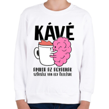PRINTFASHION Kávé amikor az agyadnak szüksége van egy ölelésre - Gyerek pulóver - Fehér gyerek pulóver, kardigán