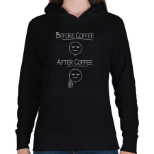 PRINTFASHION Kávé előtt, kávé után... - Női kapucnis pulóver - Fekete női pulóver, kardigán