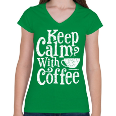 PRINTFASHION Kávé előtt... - Női V-nyakú póló - Zöld