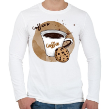 PRINTFASHION Kávé és süti - Férfi hosszú ujjú póló - Fehér férfi póló