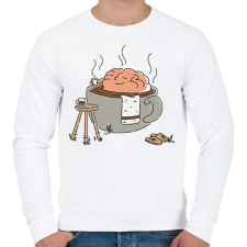 PRINTFASHION Kávé - Férfi pulóver - Fehér férfi pulóver, kardigán