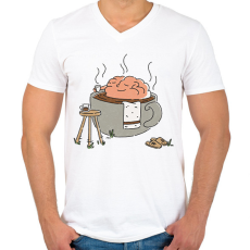 PRINTFASHION Kávé - Férfi V-nyakú póló - Fehér