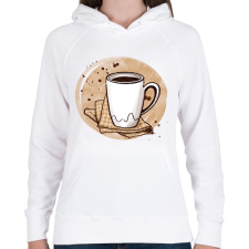 PRINTFASHION Kávé - Női kapucnis pulóver - Fehér női pulóver, kardigán