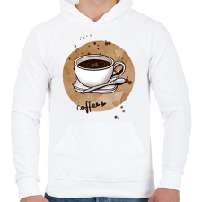 PRINTFASHION Kávé szeretettel - Férfi kapucnis pulóver - Fehér férfi pulóver, kardigán