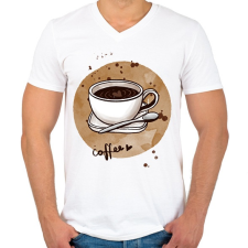 PRINTFASHION Kávé szeretettel - Férfi V-nyakú póló - Fehér férfi póló