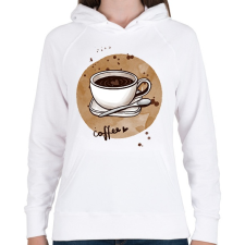 PRINTFASHION Kávé szeretettel - Női kapucnis pulóver - Fehér női pulóver, kardigán