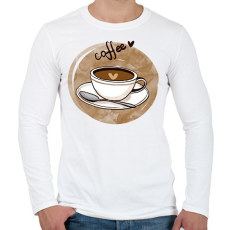 PRINTFASHION Kávé szívecskével - Férfi hosszú ujjú póló - Fehér