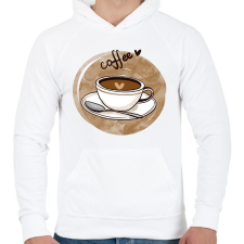 PRINTFASHION Kávé szívecskével - Férfi kapucnis pulóver - Fehér férfi pulóver, kardigán