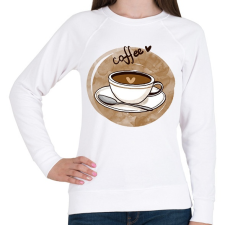 PRINTFASHION Kávé szívecskével - Női pulóver - Fehér női pulóver, kardigán