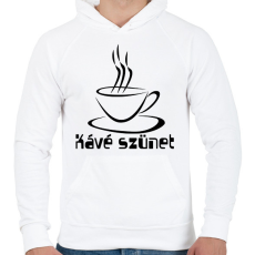 PRINTFASHION kávé szünet - Férfi kapucnis pulóver - Fehér
