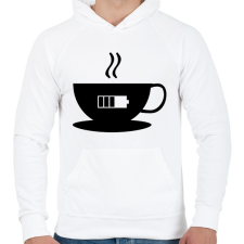 PRINTFASHION Kávé-töltöttség - Férfi kapucnis pulóver - Fehér férfi pulóver, kardigán