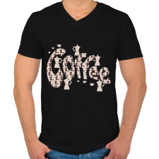 PRINTFASHION kávéé - Férfi V-nyakú póló - Fekete férfi póló