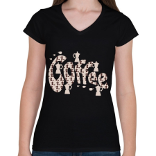 PRINTFASHION kávéé - Női V-nyakú póló - Fekete női póló