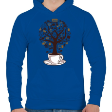 PRINTFASHION Kávéfa - Férfi kapucnis pulóver - Királykék