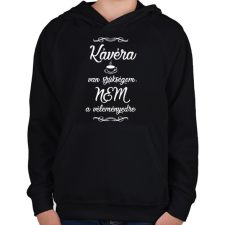PRINTFASHION Kávéra van szükségem fehér - Gyerek kapucnis pulóver - Fekete gyerek pulóver, kardigán